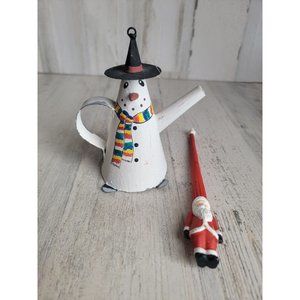 Dept 56 AS IS vintage Snowman teapot santa long ornament Xmas